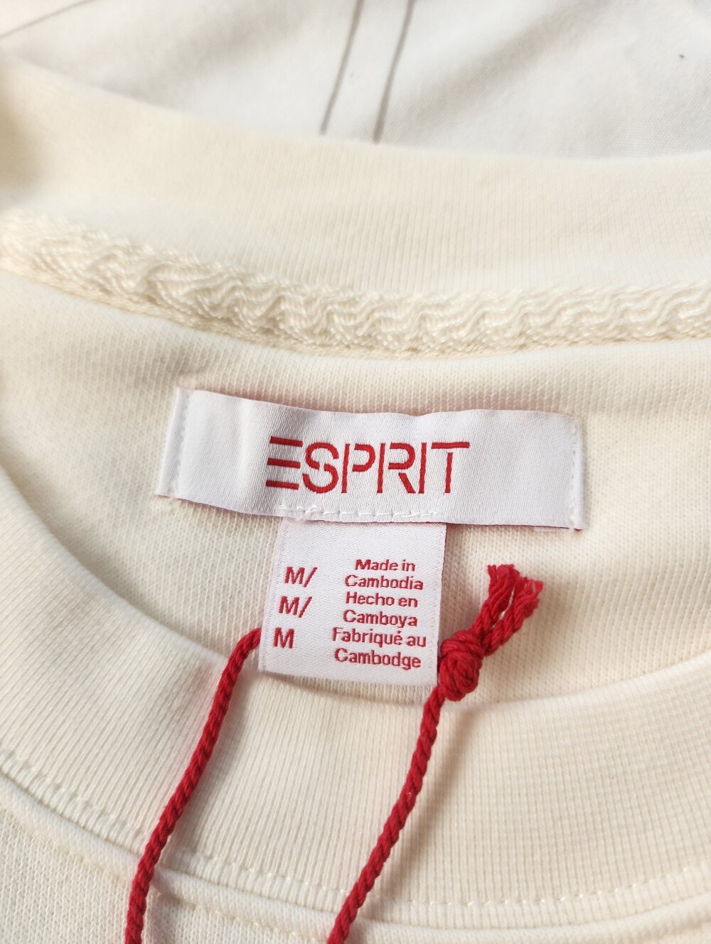 Esprit Cream Womens Sweatshirt with Multicolor Embroidered Logo Size M NWT - Picture 4 of 8